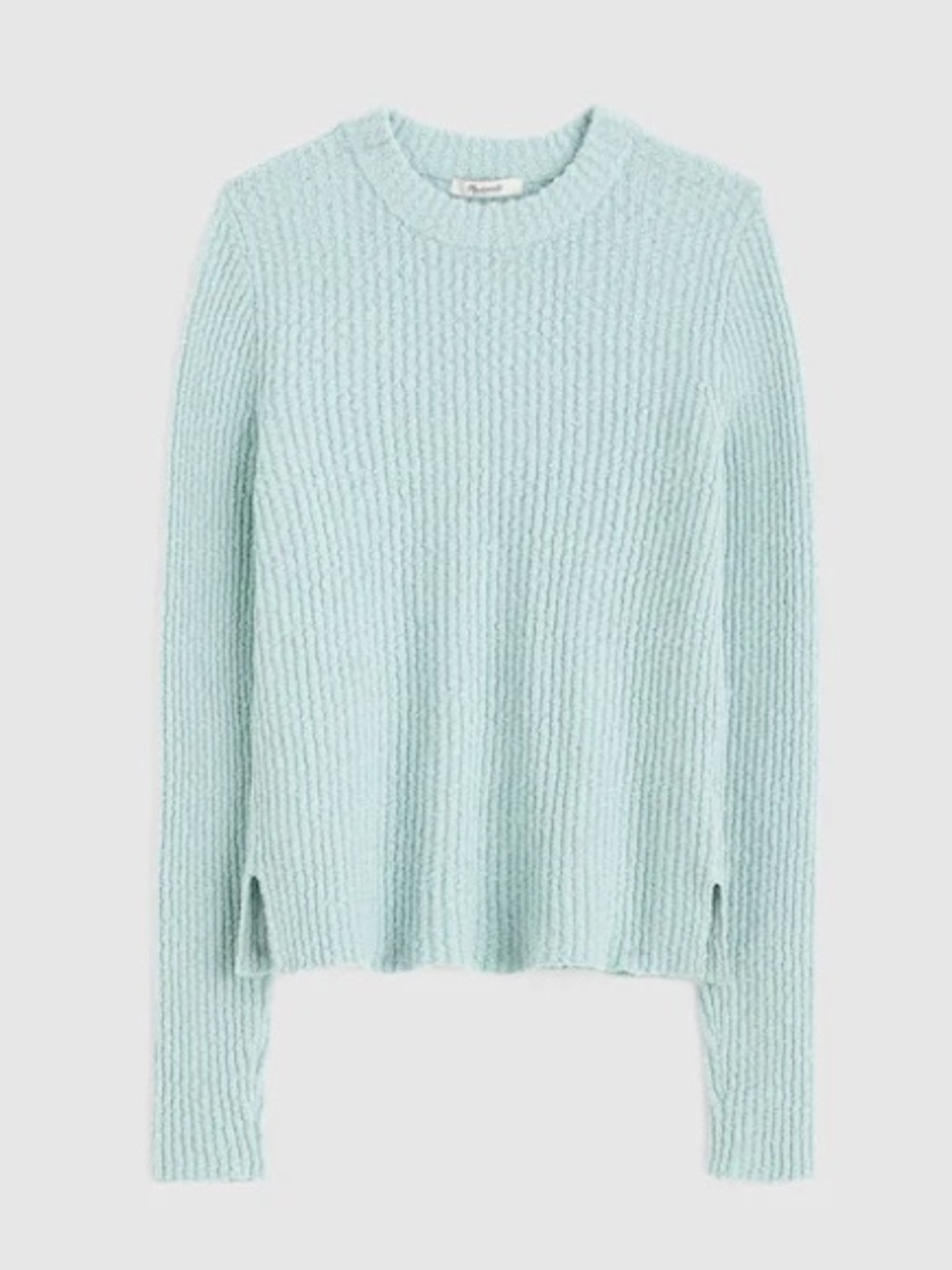 NWT Madewell Bouclé-Knit Crewneck Mint Blue Sweater Size XXS